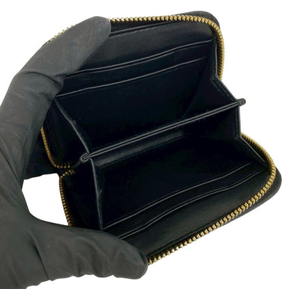 Miu Miu Logo Matelasse Leather Round Zip Coin Case Card Black — view 7