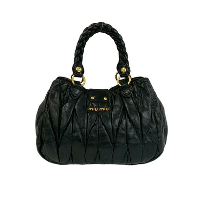 Miu Miu Matelasse Leather 2-Way Shoulder Bag Tote Black — view 3