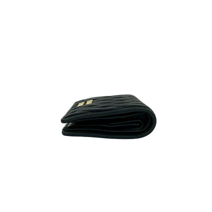 Miu Miu Logo Matelasse Leather Bifold Wallet Mini Card Case Coin Purse Black — view 5