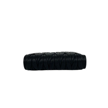 Miu Miu Logo Matelasse Leather Bifold Wallet Mini Card Case Coin Purse Black — view 3