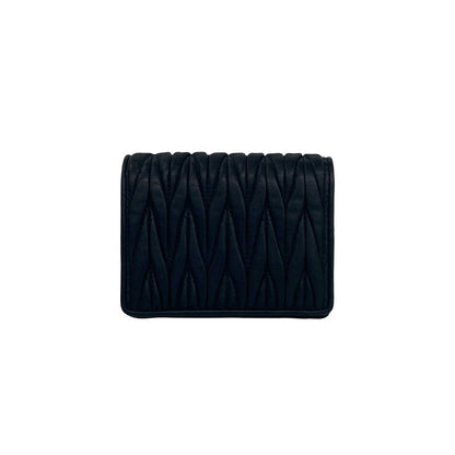 Miu Miu Logo Matelasse Leather Bifold Wallet Mini Card Case Coin Purse Black — view 2