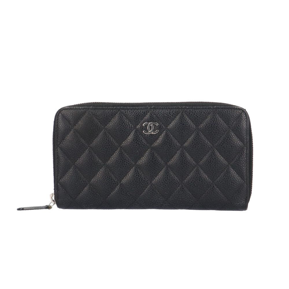 Chanel Classic Long Zip Wallet Quilted Caviar Leather