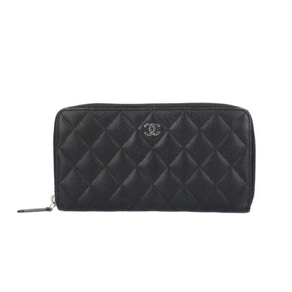 Chanel Classic Long Zip Wallet Quilted Caviar Leather