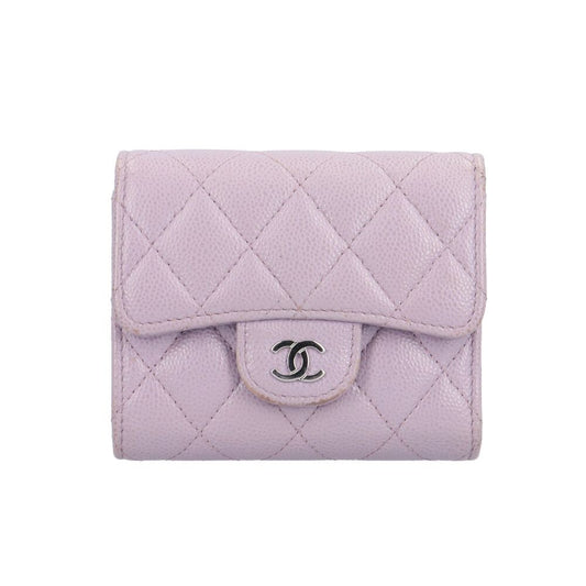 Chanel Classic Small Flap Wallet Quilted Trifold Caviar Leather