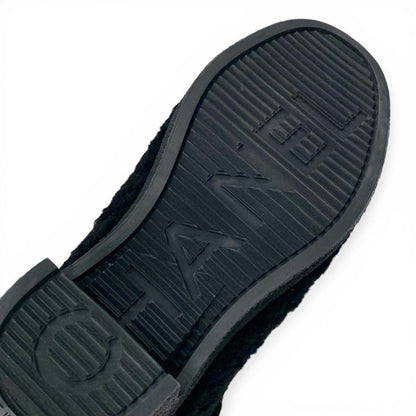 Chanel Boots Short Shoes Shearling Leather Black White CC Logo — view 8