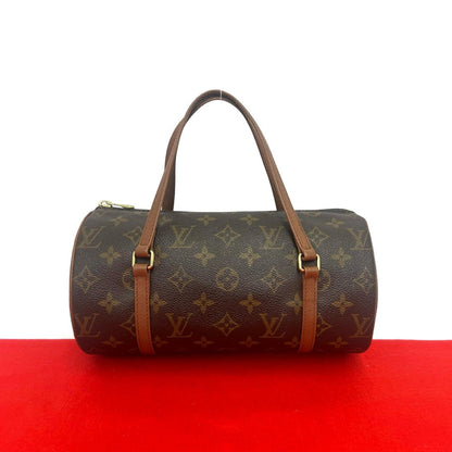 Louis Vuitton Vintage Papillon 26 Monogram Leather Boston Bag Brown