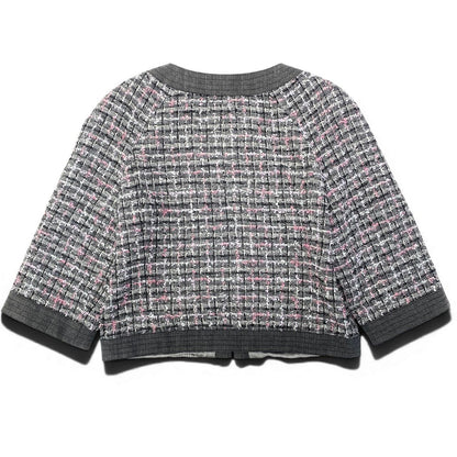 Chanel Zip Up Tweed Jacket Collarless 38 Multicolor — view 3