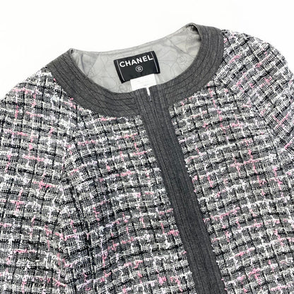 Chanel Zip Up Tweed Jacket Collarless 38 Multicolor — view 5