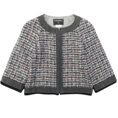 Chanel Zip Up Tweed Jacket Collarless 38 Multicolor — view 2