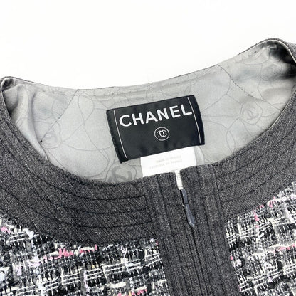 Chanel Zip Up Tweed Jacket Collarless 38 Multicolor — view 7