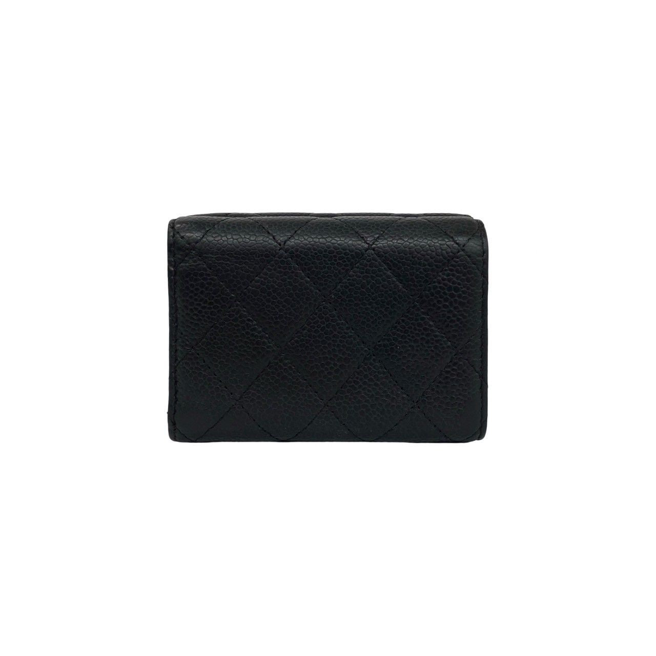 Chanel Box and Quilted CC Logo Caviar Leather Trifold Wallet Mini Black Handbag — view 2