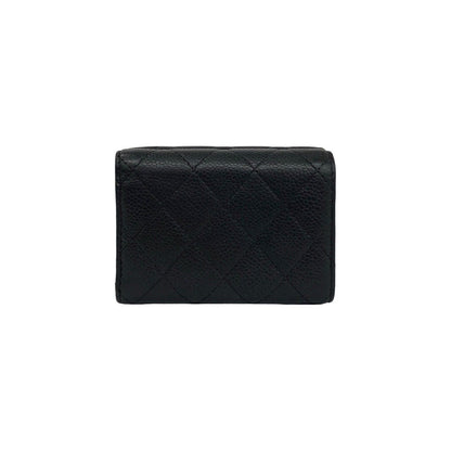 Chanel Box and Quilted CC Logo Caviar Leather Trifold Wallet Mini Black Handbag — view 2