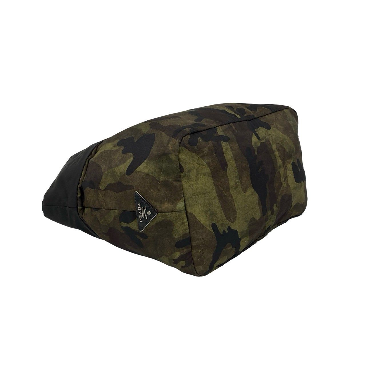 Prada Camouflage Triangle Logo Nylon 2-Way Reversible Shoulder Bag Green Black — view 7