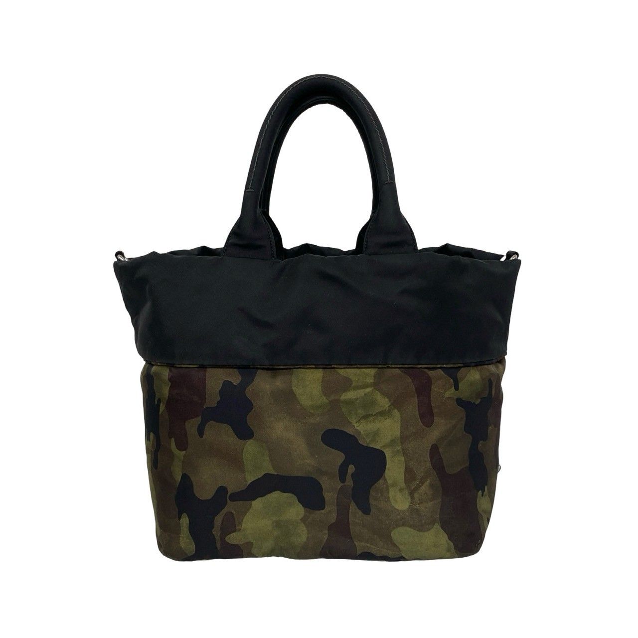 Prada Camouflage Triangle Logo Nylon 2-Way Reversible Shoulder Bag Green Black — view 3