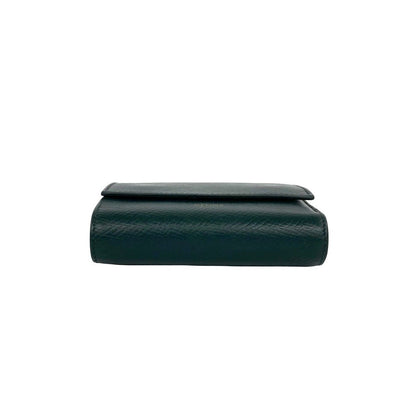 Celine Small Trifold Leather Wallet Mini Card Case Dark Green — view 6