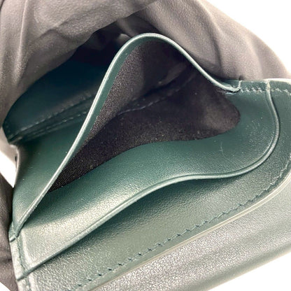 Celine Small Trifold Leather Wallet Mini Card Case Dark Green — view 9