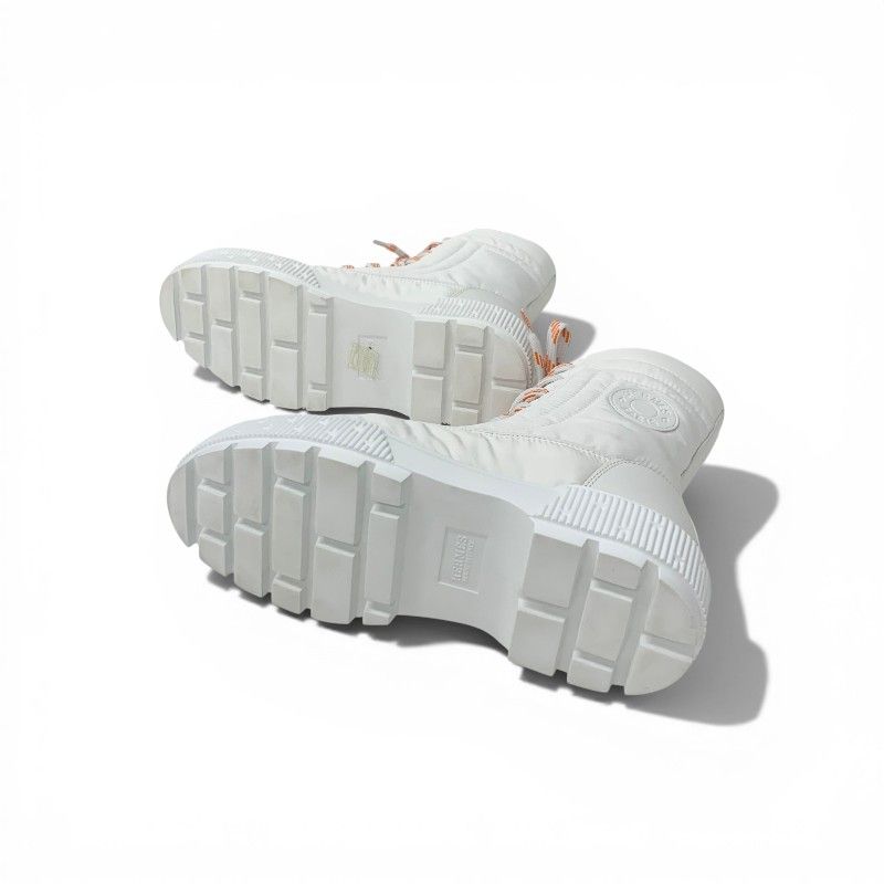 Hermes Fresh Boots Short Shoes Nylon Leather White Orange Lace Up — view 6