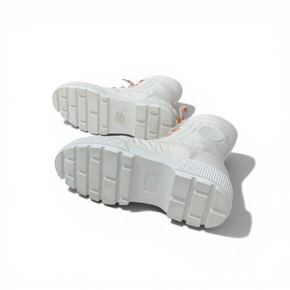 Hermes Fresh Boots Short Shoes Nylon Leather White Orange Lace Up — view 6