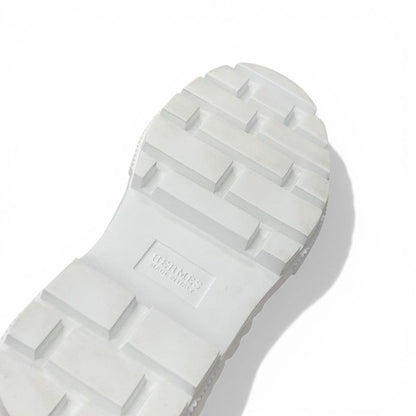 Hermes Fresh Boots Short Shoes Nylon Leather White Orange Lace Up — view 8