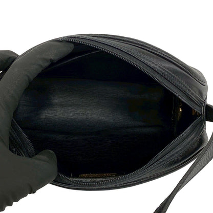 Dior Vintage CD Logo Leather Shoulder Bag Pochette Black — view 9