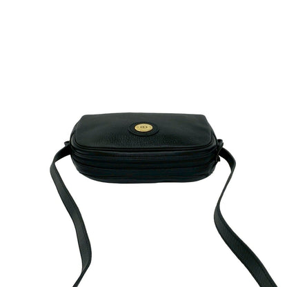 Dior Vintage CD Logo Leather Shoulder Bag Pochette Black — view 4