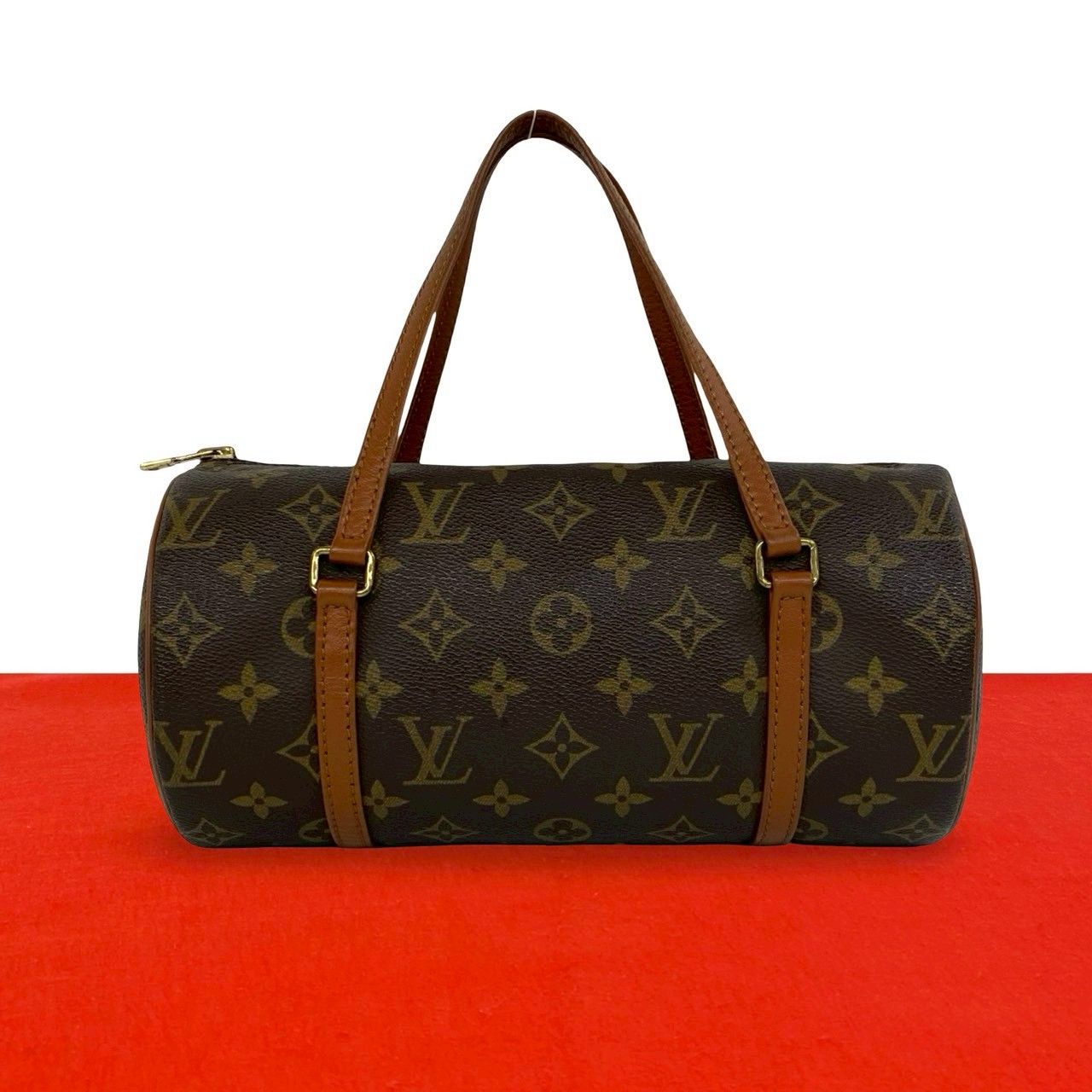 Louis Vuitton Vintage Papillon 26 Monogram Leather Mini Boston Bag Brown