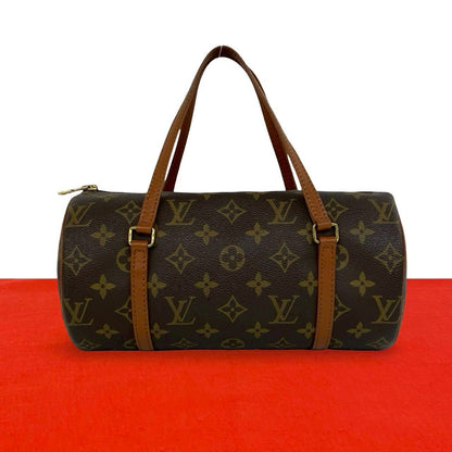 Louis Vuitton Vintage Papillon 26 Monogram Leather Mini Boston Bag Brown