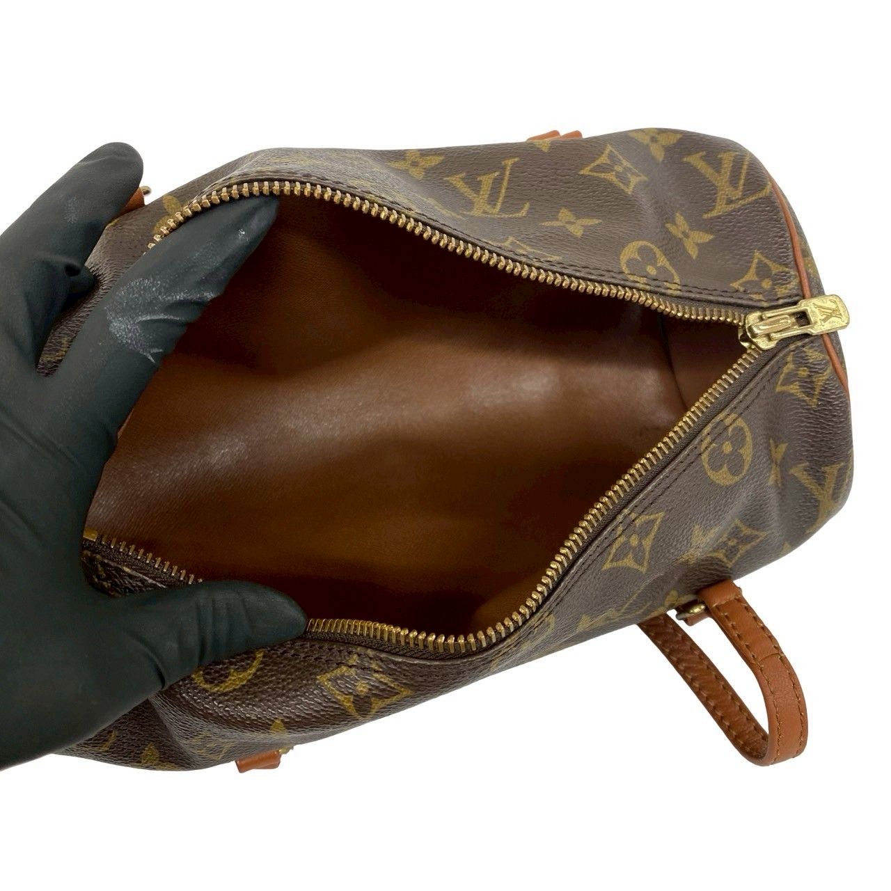 Louis Vuitton Vintage Papillon 26 Monogram Leather Mini Boston Bag Brown — view 9