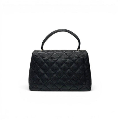 Chanel Handbag Black Silver CC Logo Quilted Top Handle — view 3