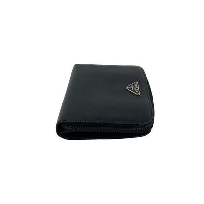 Prada Triangle Logo Saffiano Leather Bifold Wallet Mini Billfold Coin Purse — view 5