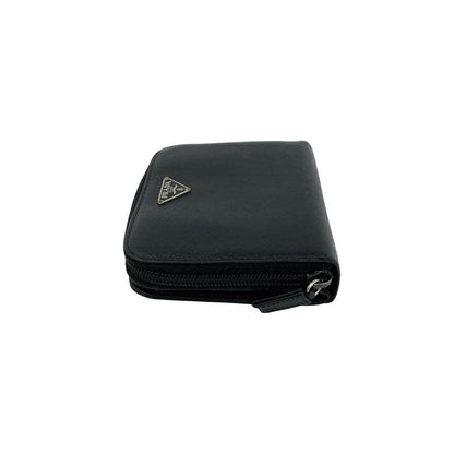 Prada Triangle Logo Saffiano Leather Bifold Wallet Mini Billfold Coin Purse — view 4