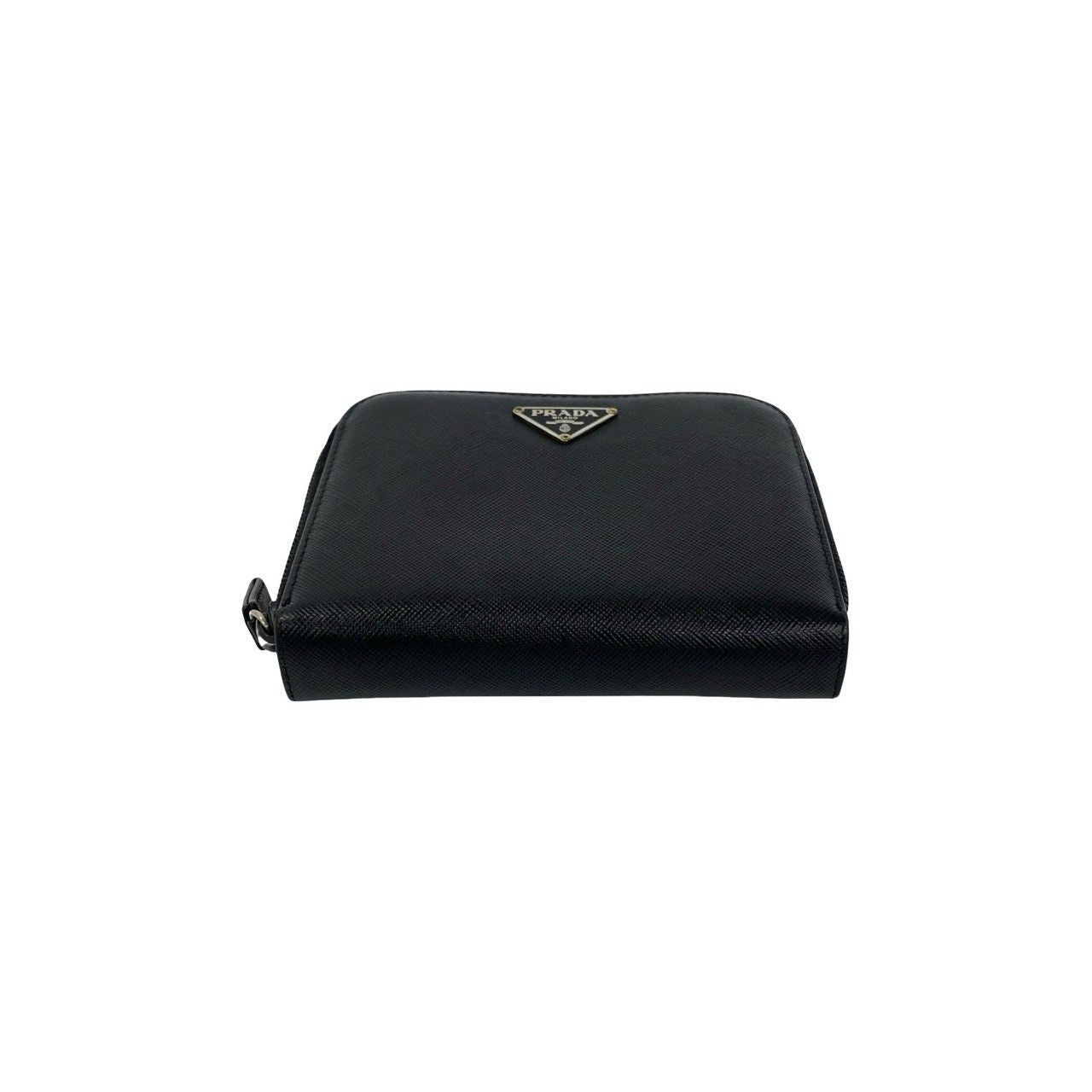 Prada Triangle Logo Saffiano Leather Bifold Wallet Mini Billfold Coin Purse — view 6