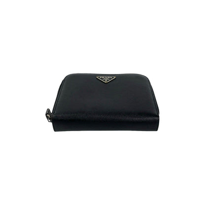 Prada Triangle Logo Saffiano Leather Bifold Wallet Mini Billfold Coin Purse — view 6