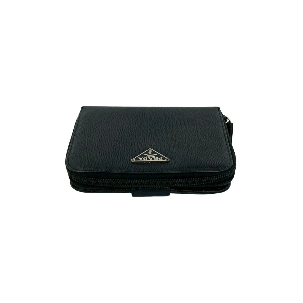 Prada Triangle Logo Saffiano Leather Bifold Wallet Mini Billfold Coin Purse — view 3