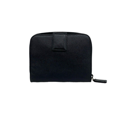 Prada Triangle Logo Saffiano Leather Bifold Wallet Mini Billfold Coin Purse — view 2