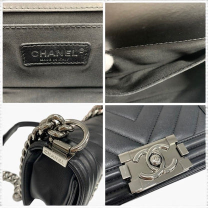 Chanel Shoulder Bag Black Silver Body 20 CC Logo Chez Blanc Single Flap Double — view 9
