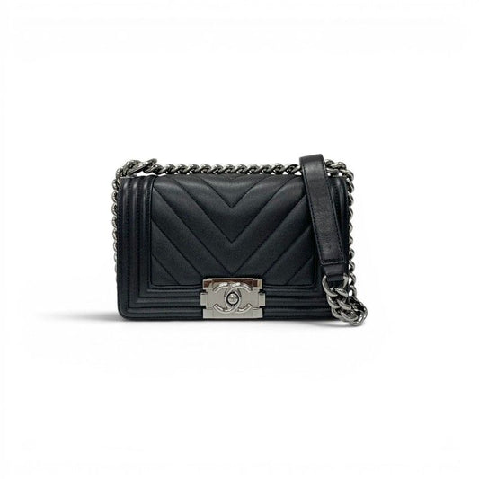 Chanel Shoulder Bag Black Silver Body 20 CC Logo Chez Blanc Single Flap Double