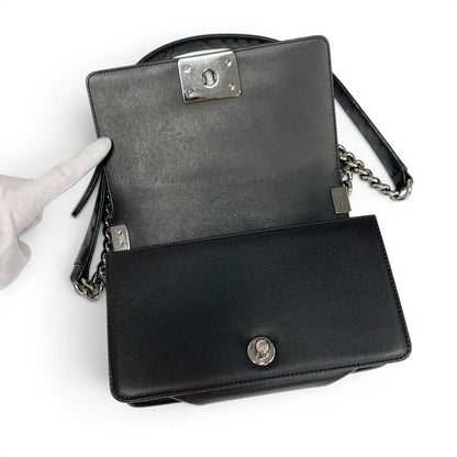 Chanel Shoulder Bag Black Silver Body 20 CC Logo Chez Blanc Single Flap Double — view 6