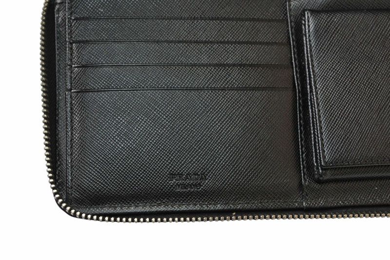 Prada Wallet Zip Around Saffiano Black — view 8