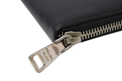 Prada Wallet Zip Around Saffiano Black — view 4