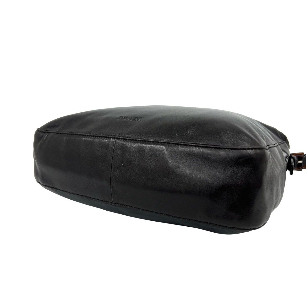 Prada Logo Leather Chain Shoulder Bag Crossbody Pochette Cross Brown — view 8