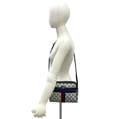 Gucci Vintage GG Logo Sherry Line Leather Shoulder Bag Navy — view 2