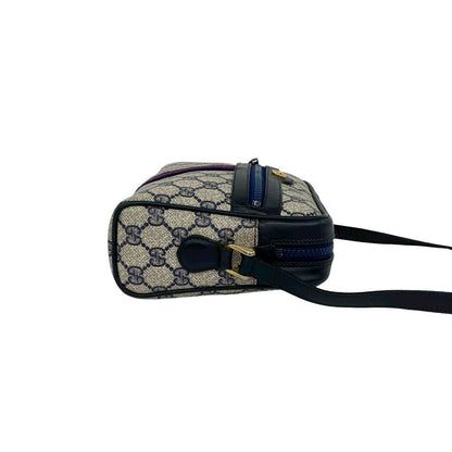 Gucci Vintage GG Logo Sherry Line Leather Shoulder Bag Navy — view 6