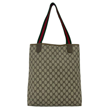 Gucci Vintage Sherry Line GG Logo Leather Tote Brown — view 3