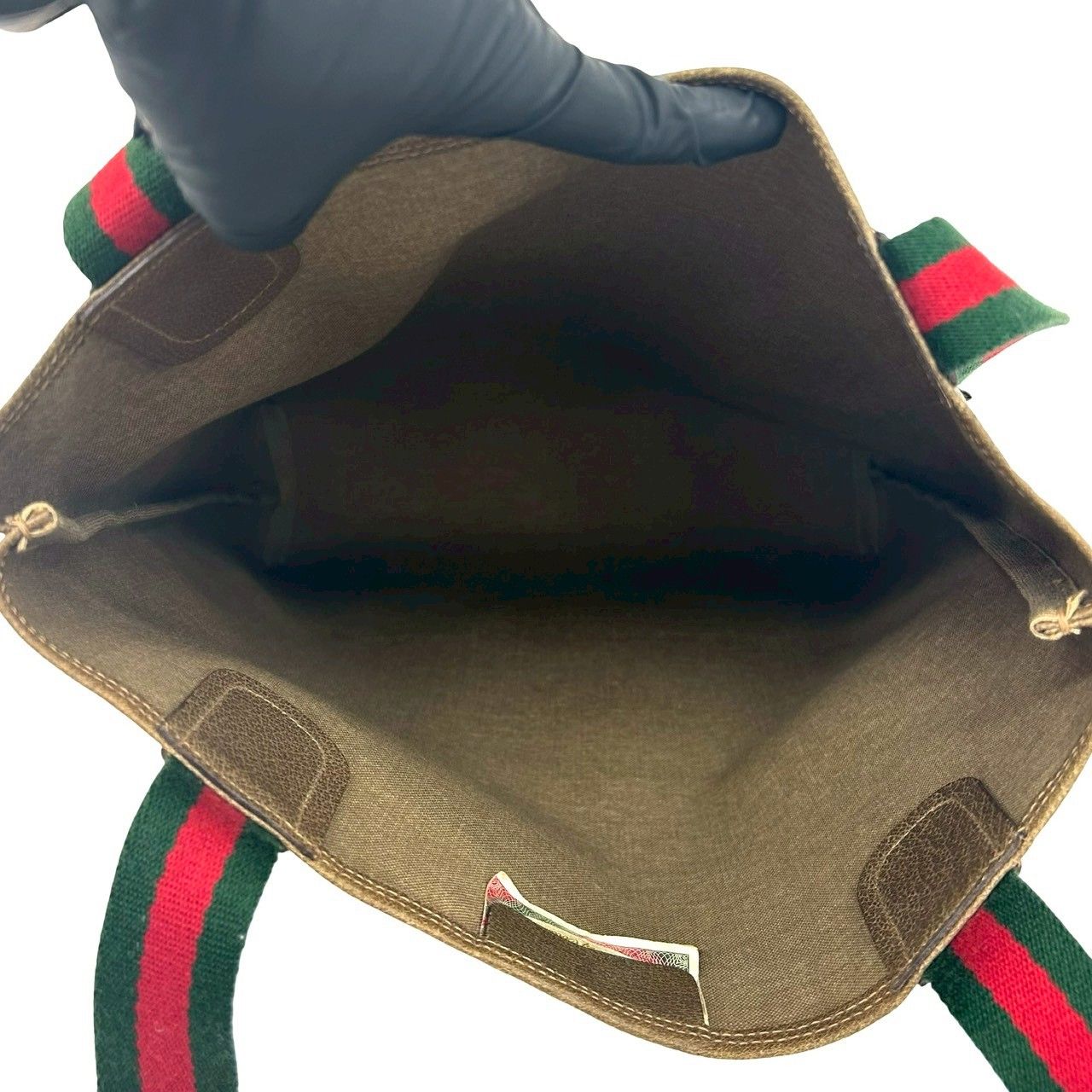 Gucci Vintage Sherry Line GG Logo Leather Tote Brown — view 9