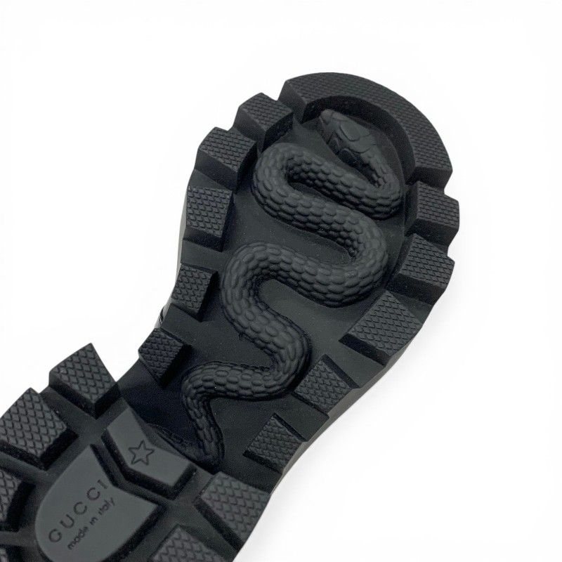 Gucci Boots Short Shoes Leather Black Brown GG Supreme Belt Logo Ankle — view 8