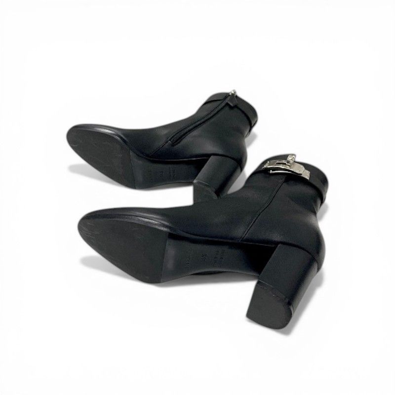 Hermes Saint Germain Boots Short Shoes Leather Black Silver Kelly — view 6