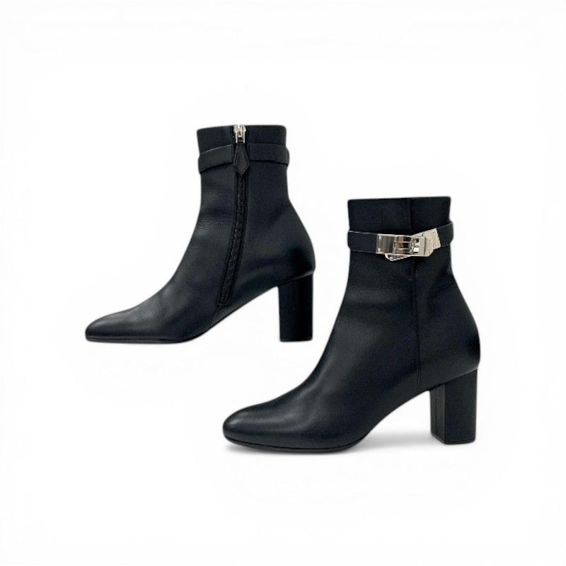 Hermes Saint Germain Boots Short Shoes Leather Black Silver Kelly — view 3