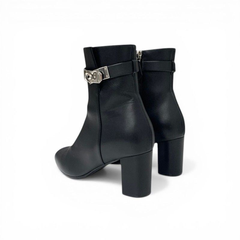 Hermes Saint Germain Boots Short Shoes Leather Black Silver Kelly — view 4