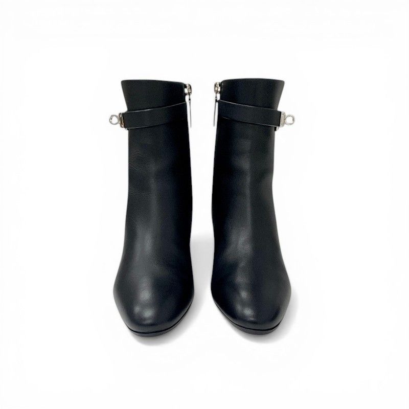 Hermes Saint Germain Boots Short Shoes Leather Black Silver Kelly — view 2